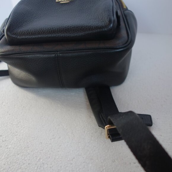 COACH mini Court signature canvas backpack brown and black C8604 EUC - Picture 8 of 13